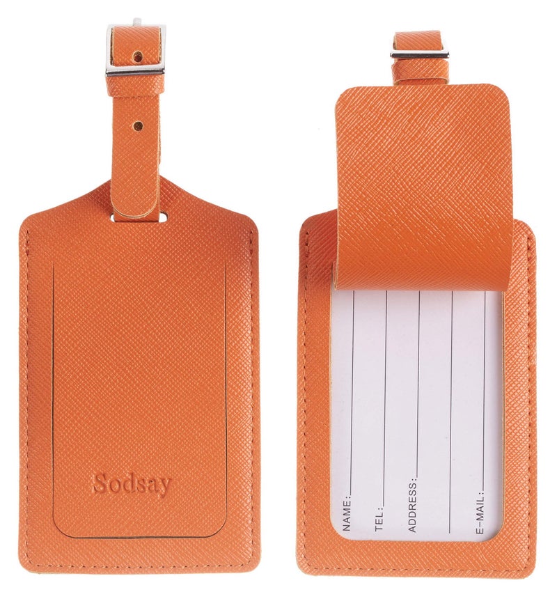 Sodsay Luggage Tags for Suitcases,4 Pack TSA Approved,Privacy Protection Bag Tags for Luggage,Airplane Travel Accessories(Orange) - Image 2